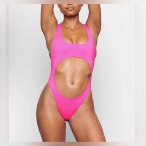 SKIMS Taffy Pink One Piece Monokini Cutout Swimsuit L